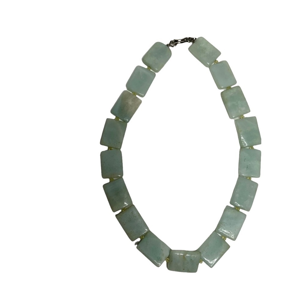 Handmade Artisan Colombian Seafoam Green Stone Choker Necklace - Picture 5 of 14